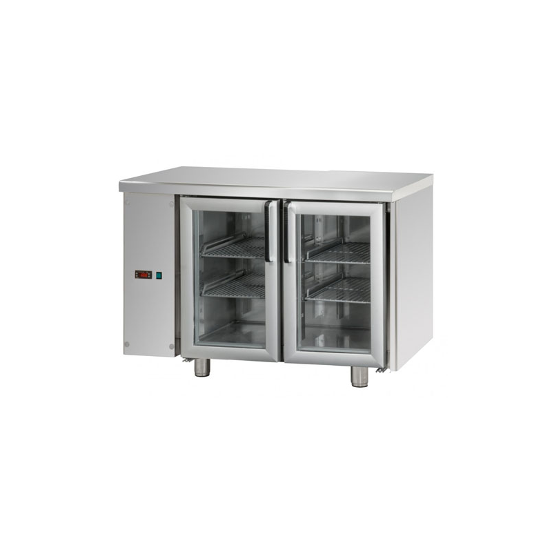 Tavolo refrigerato 2 porte in vetro gruppo SX predisposto per unità frigorifera remota
