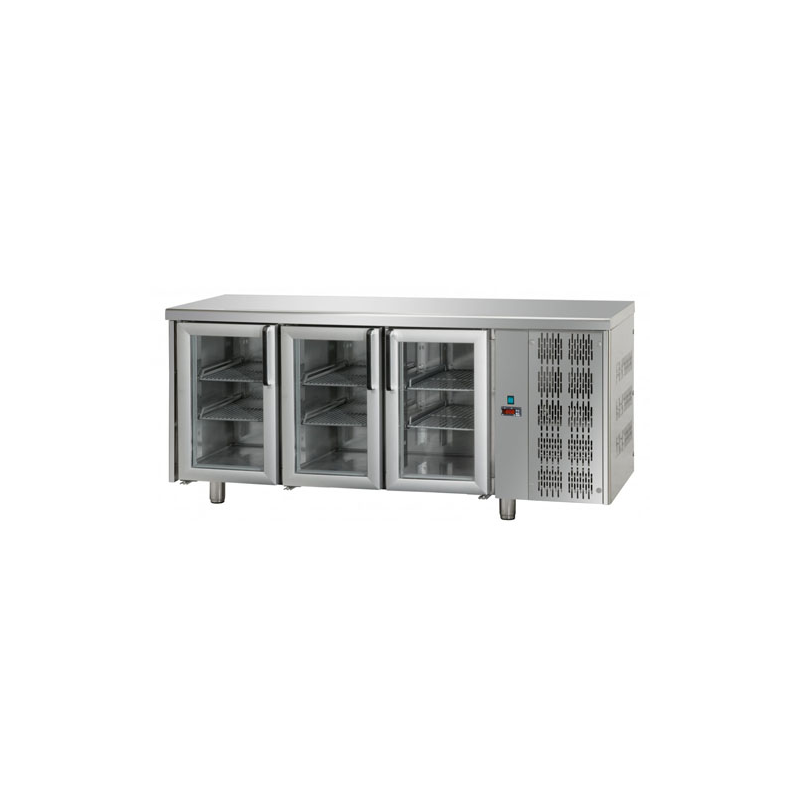 Tavolo refrigerato 3 porte in vetro serie 70