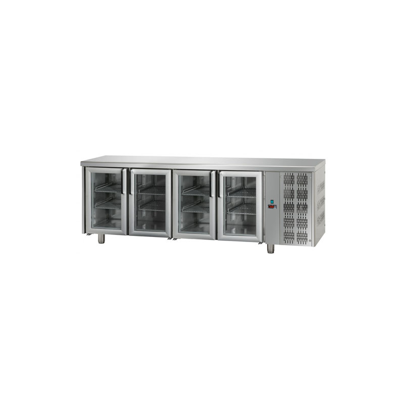 Tavolo refrigerato 4 porte in vetro serie 70