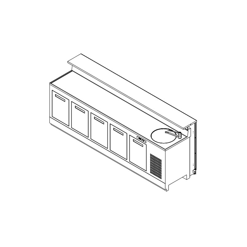 Banco bar refrigerato L300 con lavello basic