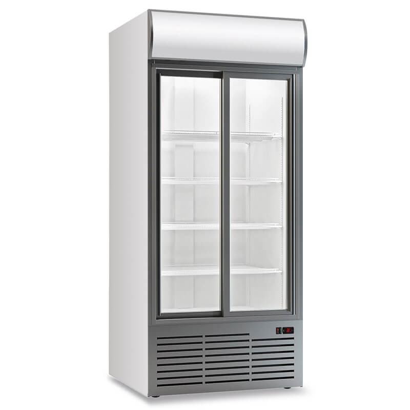 Vertical ventilated drinks fridge 2 sliding doors 852 liters