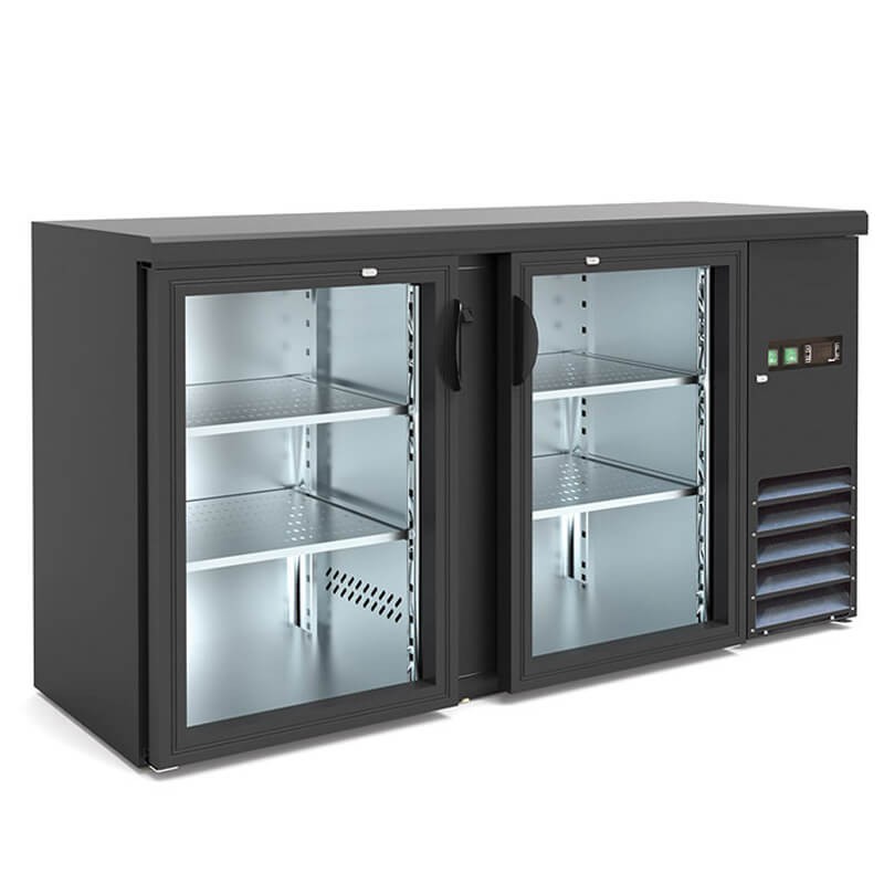 Refrigerated ventilated back counter 2 glass doors 315 liters