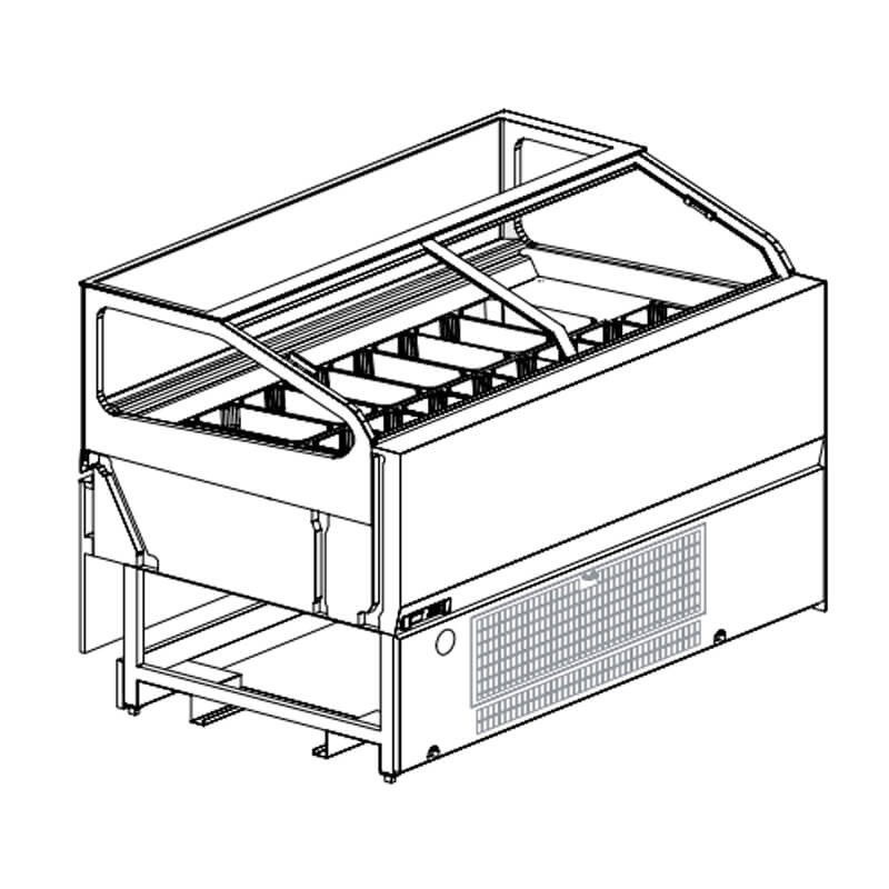 Vetrina gelateria H120 motore remoto 18/9 vaschette