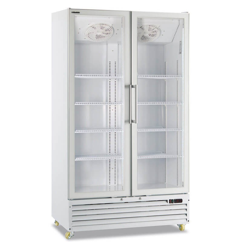 Vertical ventilated beverage display cabinet 2 doors 1000 liters white
