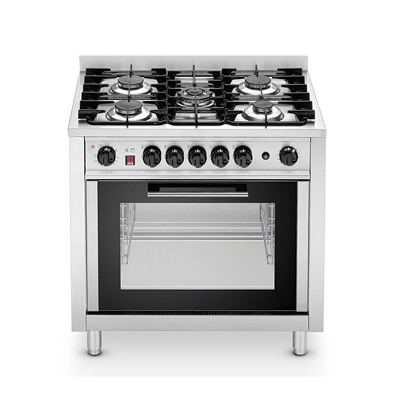 Cucina inox 5 fuochi con forno elettrico ventilato SERIE 600