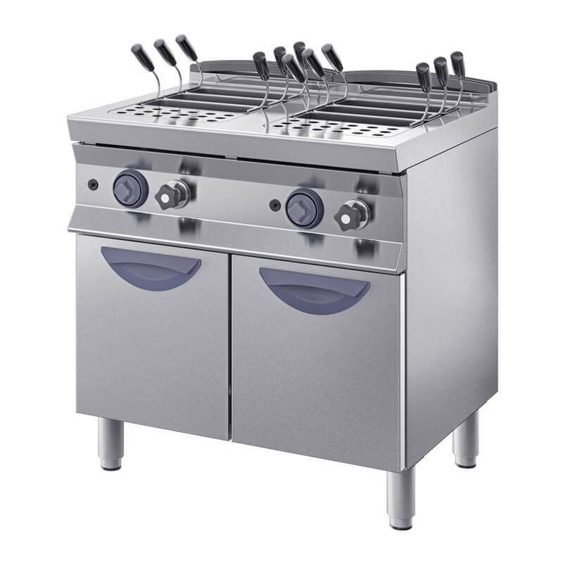 Professional gas pasta cooker with two 28 liter tanks