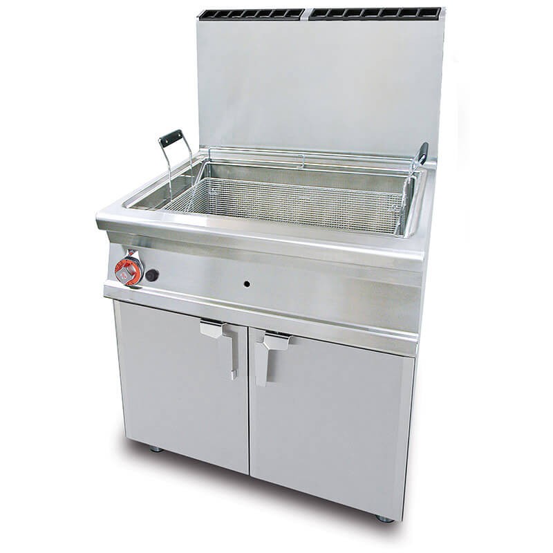 45-litre gas-fired pastry fryer on cabinet