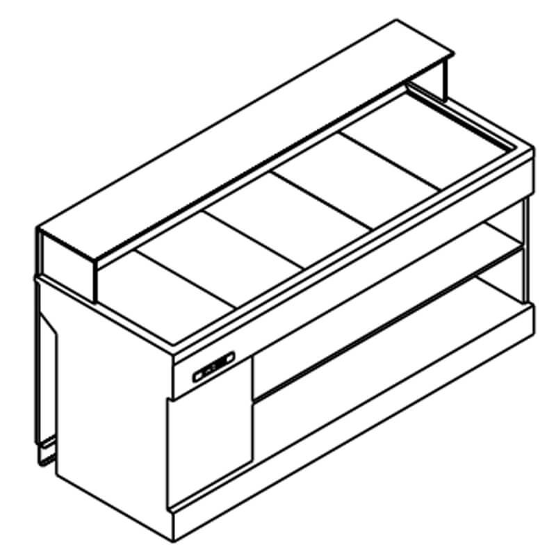 Banco Drop-in Refrigerato Ventilato con Teca in Vetro L212 easy