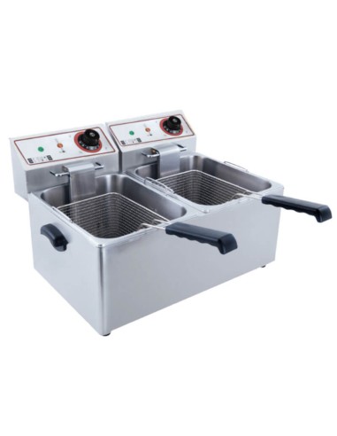 Professional electric fryer with two tanks 4+4 litres