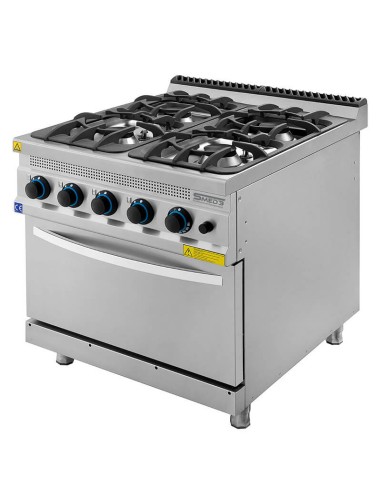 Cucina professionale a gas 4  fuochi con forno SERIE 900