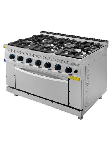 Cucina professionale a gas 6 fuochi con forno SERIE 900