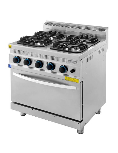 Cucina a gas 4 fuochi professionale con forno SERIE 700