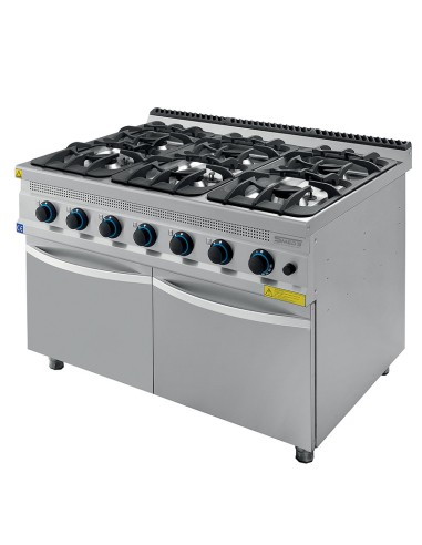 Cucina professionale a gas con 6 fuochi con forno SERIE 900