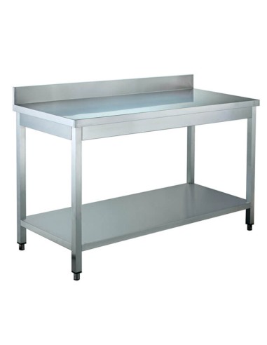 Stainless steel work table with shelf and splashback 1200x600x950(h) mm