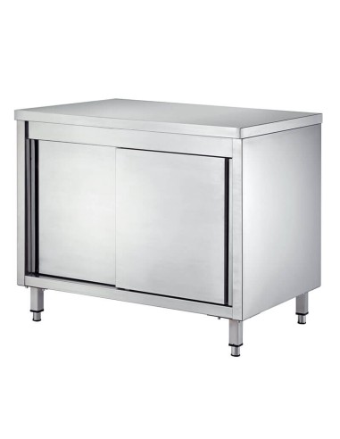 Stainless steel work table with sliding doors 1000x600x850(h) mm