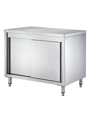Tavolo da lavoro inox armadiato ante scorrevoli 1800x700x850(h) mm