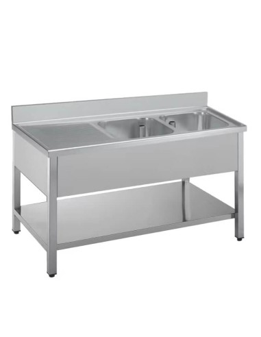 Sink with drainer and two right or left sinks 1600x600x950