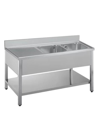 Lavello con due vasche gocciolatoio DX o SX 1800 x 700 x 950