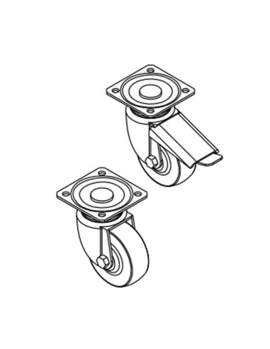 Set of 4 wheels ø 120 mm, 2 with brake