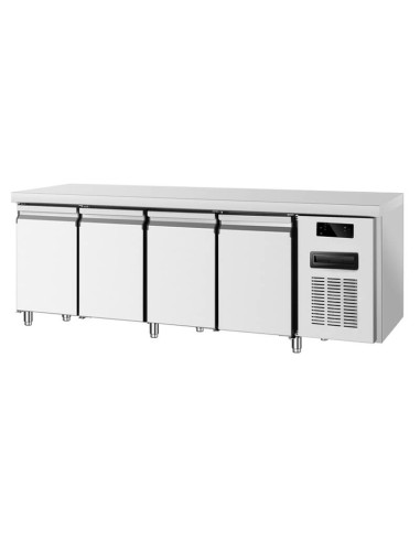Tavolo refrigerato professionale a quattro sportelli in acciaio inox