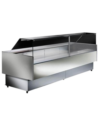 Banco Refrigerato Ventilato L300 cm e P100 cm - Vetrina Dritta Acciaio Inox Made in Italy