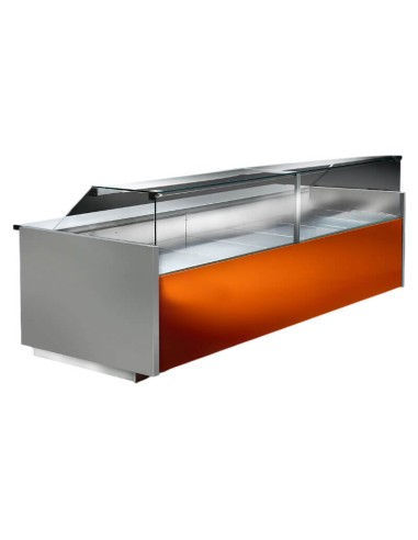 Banco Refrigerato Ventilato L375 cm e P150 cm - Vetrina Dritta Acciaio Inox Made in Italy