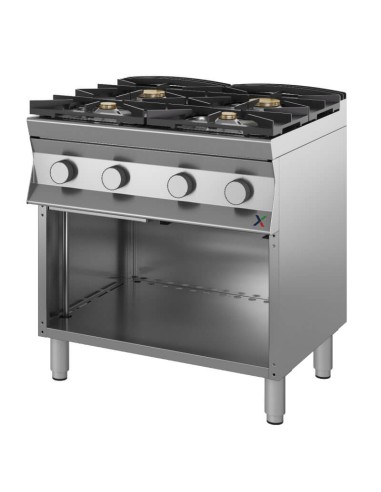 Cucina Professionale 4 Fuochi a Gas (2x5.5+2x7.5 kW) con Mobile a Giorno