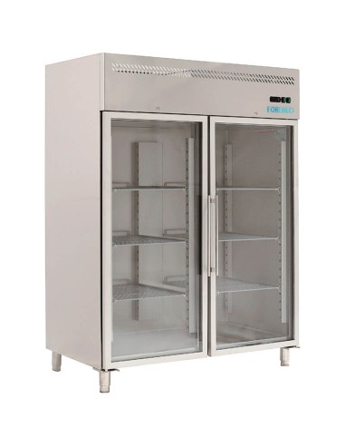 Armadio Refrigerato GN 2/1 Ventilato Professionale +0°C/+8°C Acciaio Inox 2 porte vetri 1400 litri