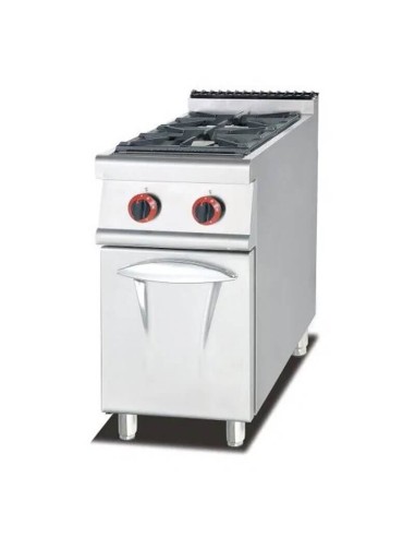Cucina a Gas Professionale 2 Fuochi su Vano Chiuso in Acciaio Inox 12kW