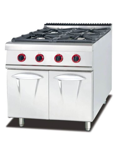 Cucina a Gas Professionale 4 Fuochi su Vano Chiuso in Acciaio Inox 23kW