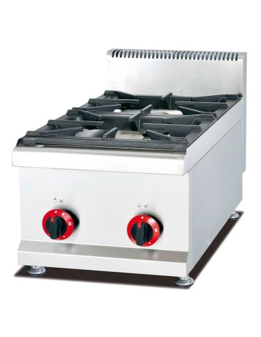Cucina a Gas Professionale 2 Fuochi da Banco Appoggio - Acciaio Inox 40x65 cm Potenza 7.2 kW