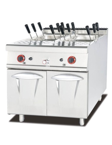 Cuocipasta a Gas Professionale 2 Vasche 24+24 Lt S/70 - Acciaio Inox 80x70 cm