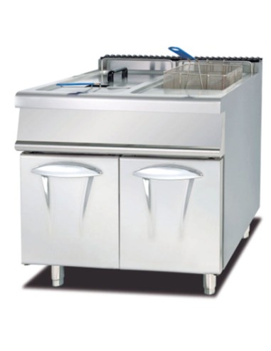 Friggitrice a Gas Professionale 2 Vasche 28+28 Lt - Su Mobile S/70 80x70 cm