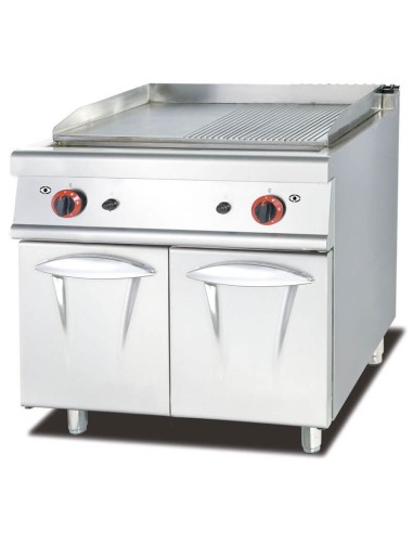 Fry Top a Gas Professionale su Mobile - Piastra Liscia Rigata S/70 73x50 cm