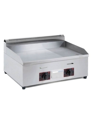 Fry Top a Gas Professionale da Banco - Piastra 2/3 Liscia 1/3 Rigata 9.4 kW Acciaio Inox 73x55 cm