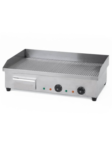 Fry Top Elettrico Professionale da Banco - Piastra Rigata 4.4 kW Acciaio Inox 73x50 cm