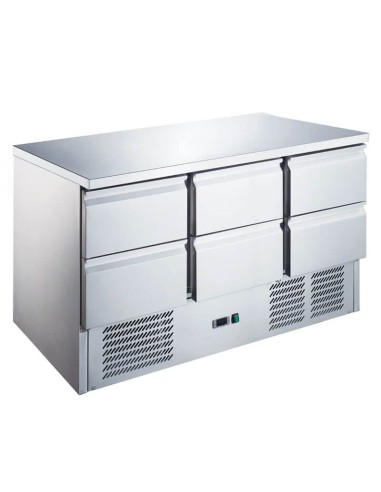 Banco Frigo Saladette Professionale 136,5 cm - Acciaio Inox 6 Cassetti - Spedizione in Tutta Italia