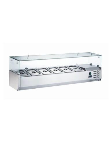 Vetrina Refrigerata Portacondimenti Pizza 140 cm - 6 Vaschette GN 1/4 - Motore DX - Basso Consumo