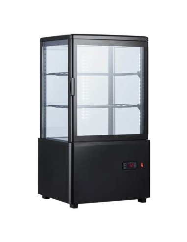 Frigo Vetrina Nera 58 Lt - 4 Lati Vetro - LED - Pasticceria & Bibite - Spedizione Italia
