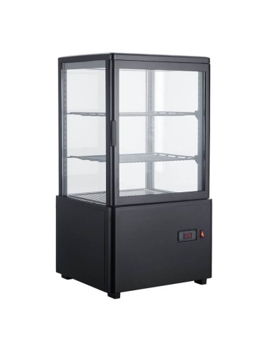 Frigo Vetrina Bibite e Pasticceria 58 Lt Nera - Doppia Temperatura +2/+10°C e +30/+90°C - 4 Lati Vetro - Spedizione Italia