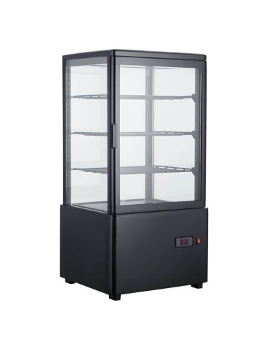 Frigo Vetrina Bibite e Pasticceria 68 Lt Nera - Doppia Temperatura +2/+10°C e +30/+90°C - 4 Lati Vetro - Spedizione Italia