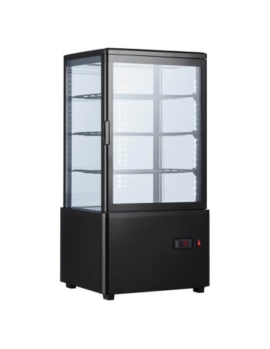 Frigo Vetrina Bibite e Pasticceria 78 Lt Nera - Doppia Temperatura +2/+10°C e +30/+90°C - 4 Lati Vetro - Spedizione Italia