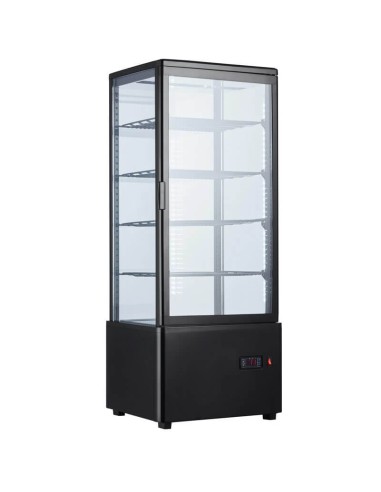 Frigo Vetrina Refrigerata 98 Lt Nera - 4 Lati Vetro - LED - Pasticceria & Bibite - Spedizione Italia