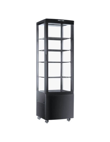 Frigo Vetrina Refrigerata 238 Lt Nera - 4 Lati Vetro - LED - Pasticceria & Bibite - Spedizione Italia