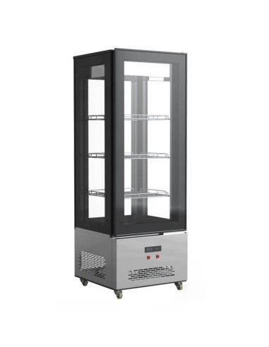 Frigo Vetrina Pasticceria 450 Lt - 4 Lati Vetro - Acciaio - LED - 65x66,5x200h cm - Spedizione Italia