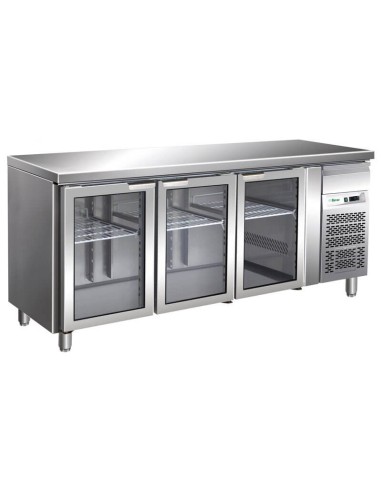 Tavolo Refrigerato Ventilato porte in vetro GN 1/1 Forcar G-GN3100TNG - 417 Lt - 3 Porte Acciaio Inox - Spedizione Italia