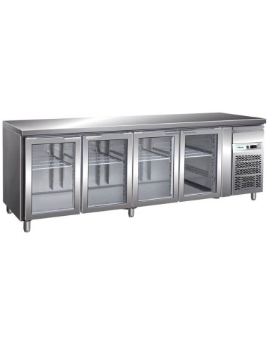 Tavolo Refrigerato Ventilato porte in vetro GN 1/1 Forcar G-GN3100TNG - 553 Lt - 4 Porte Acciaio Inox - Spedizione Italia