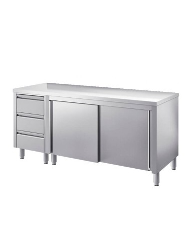 Tavolo armadiato con cassettiera 1900x600x900h