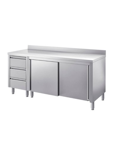 Tavolo armadiato con cassettiera e alzatina 190x60x90h